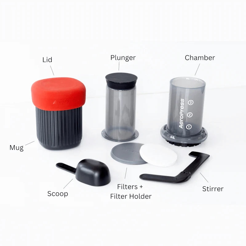 AeroPress coffee brewer available from Scorgo Coffee & Roastery Co. Freshly roasted coffee beans and ground coffee from a family-run roastery in the UK. Free delivery options.