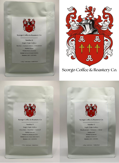 Scorgo medium roast coffee bundle. Single origin specialty whole coffee beans and ground coffee. Freshly roated and delivered to you from our UK-based family run roastery. free delivery on orders over £35.