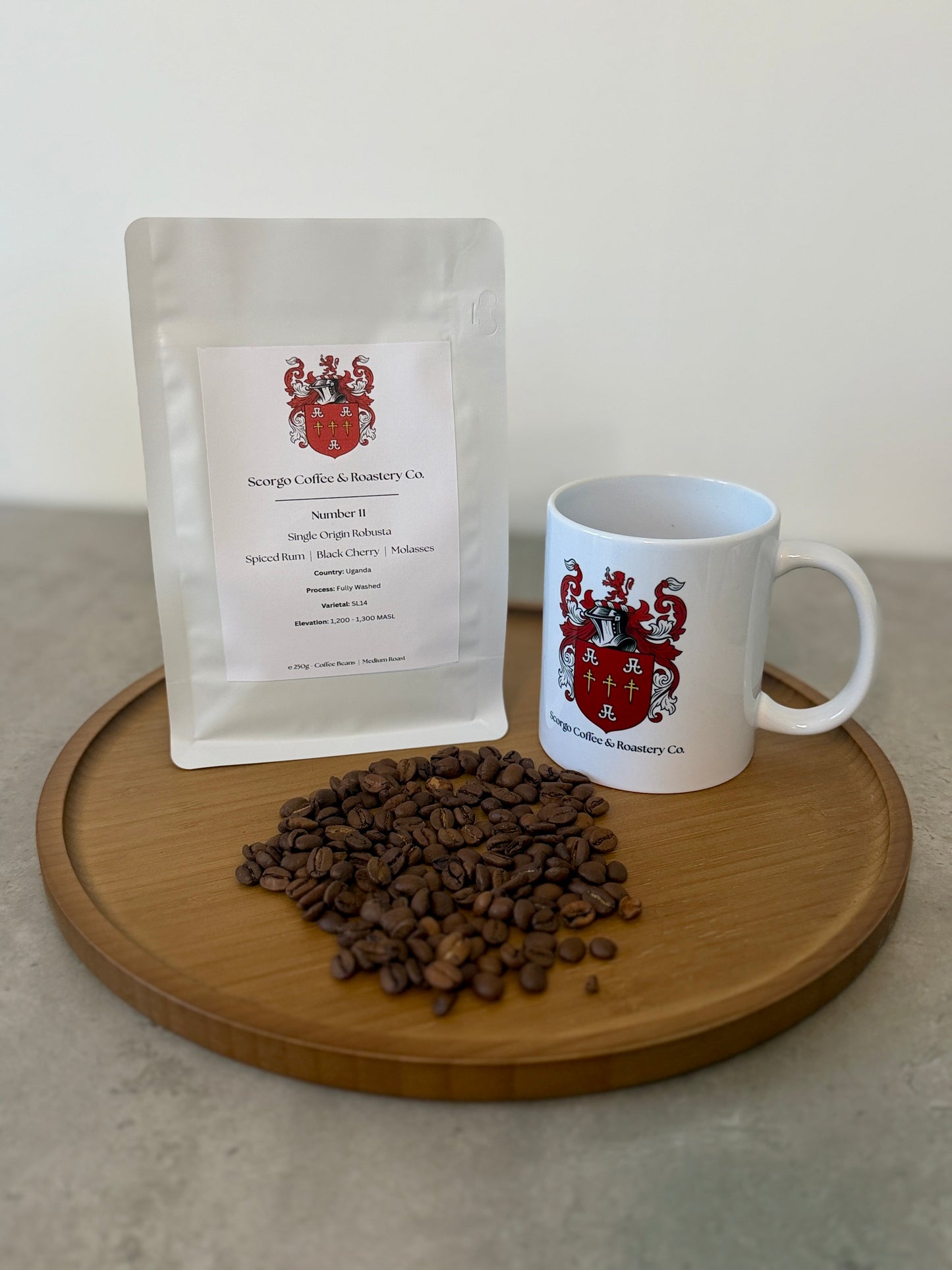 Scorgo coffee number 11  coffee beans from Uganda. Medium roast single origin robusta whole coffee beans. Freshly roasted at our UK-based family run roastery.