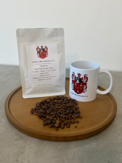 Scorgo coffee number 19 specialty coffee beans from Colombia. Medium roast single origin whle coffee beans. Freshly roasted at our UK-based roastery.