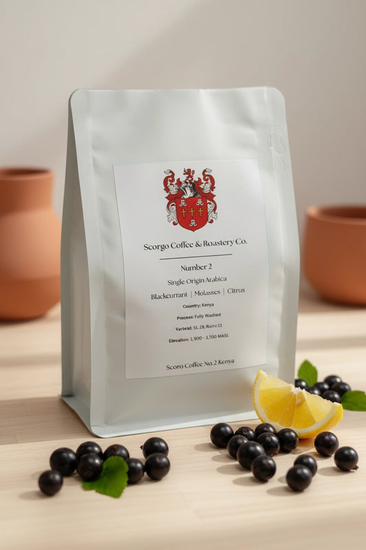 Scorgo Coffee & Roastery Co. Specialty coffee roasters in the UK. Scorgo Number 2. Blackcurrant, Molasses & Citrus.